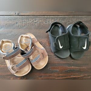 Nike Black and Brown Kids Sandals Set